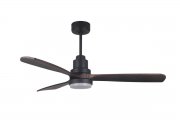 Balearic Menorca DC-ceiling fan w/ LED light  132 cm, black, solid wood blades
