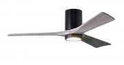 Irene Hugger DC-ceiling fan  132 cm with LED light-kit, black, 3 barn wood finish wooden blades