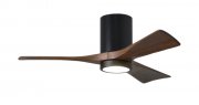 Irene Hugger DC-ceiling fan  107 cm with LED light-kit, black, 3 walnut finish wooden blades