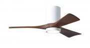Irene Hugger DC-ceiling fan  107 cm with LED light-kit, white, 3 walnut finish wooden blades