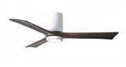 Irene Hugger DC-ceiling fan  132 cm with LED light-kit, white, 3 walnut finish wooden blades