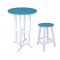 Set of Contempo Counter Table  61 cms + 4 Counter Stools, HDPE plastic lumber white / aruba