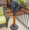Old Havana pedestal fan, black with carved wooden post