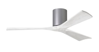 Irene Hugger DC-ventilador de techo  132 cm, niquel satinado, 3 aspas de madera de color blanco