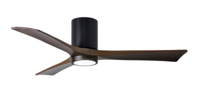 Irene Hugger DC-ceiling fan  132 cm with LED light-kit, black, 3 walnut finish wooden blades