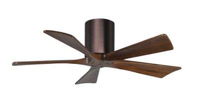 Irene Hugger DC-ventilador de techo  107 cm, bronce cepillado, 5 aspas de madera de color nogal