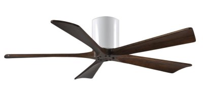 Irene Hugger DC-ceiling fan  132 cm, white, 5 walnut finish wooden blades