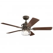 Outdoor ceiling fan with light Lyndon Patio - Excellence Edition, Ø 132 cm, olde bronze, for WET locations