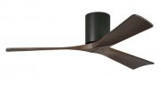 Irene Hugger DC-ventilador de techo Ø 132 cm, negro, 3 aspas de madera de color nogal