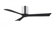 Irene Hugger DC-ceiling fan Ø 132 cm, polished chrome, 3 black finish wooden blades