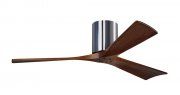 Irene Hugger DC-ceiling fan Ø 132 cm, polished chrome, 3 walnut finish wooden blades