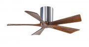 Irene Hugger DC-ceiling fan Ø 107 cm, polished chrome, 5 walnut finish wooden blades