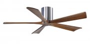 Irene Hugger DC-ceiling fan Ø 132 cm, polished chrome, 5 walnut finish wooden blades
