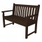 Traditional Garden Bench 122 cms wide, HDPE plastic lumber, mahogany