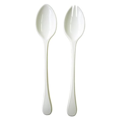Pearl Serving set (fork and spoon), white