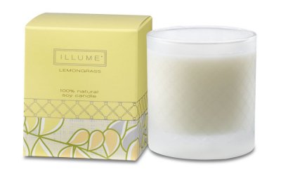 Lemongrass scented candle in frosted glass