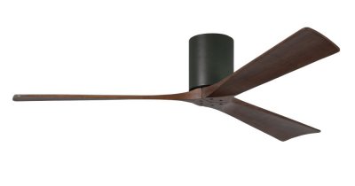 Irene Hugger DC-ventilador de techo Ø 152 cm, negro, 3 aspas de madera de color nogal