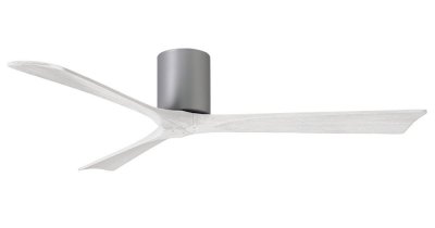 Irene Hugger DC-ceiling fan Ø 152 cm, brushed nickel, 3 matte white finish wooden blades