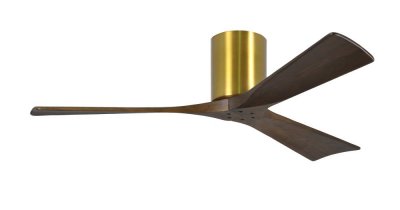 Irene Hugger DC-ventilador de techo Ø 132 cm, latón cepillado, 3 aspas de madera de color nogal