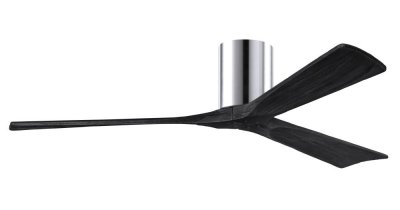 Irene Hugger DC-ceiling fan  152 cm, polished chrome, 3 black finish wooden blades