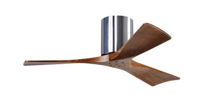 Irene Hugger DC-ventilador de techo Ø 107 cm, cromo pulido, 3 aspas de madera de color nogal