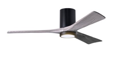 Irene Hugger DC-ceiling fan Ø 132 cm with LED light-kit, black, 3 barn wood finish wooden blades