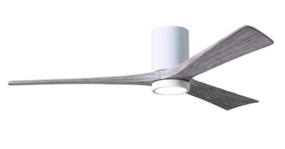 Irene Hugger DC-ceiling fan Ø 152 cm with LED light-kit, white, 3 barn wood finish wooden blades