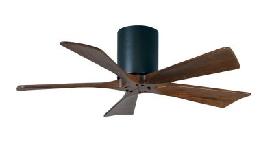 Irene Hugger DC-ventilador de techo Ø 107 cm, negro, 5 aspas de madera de color nogal